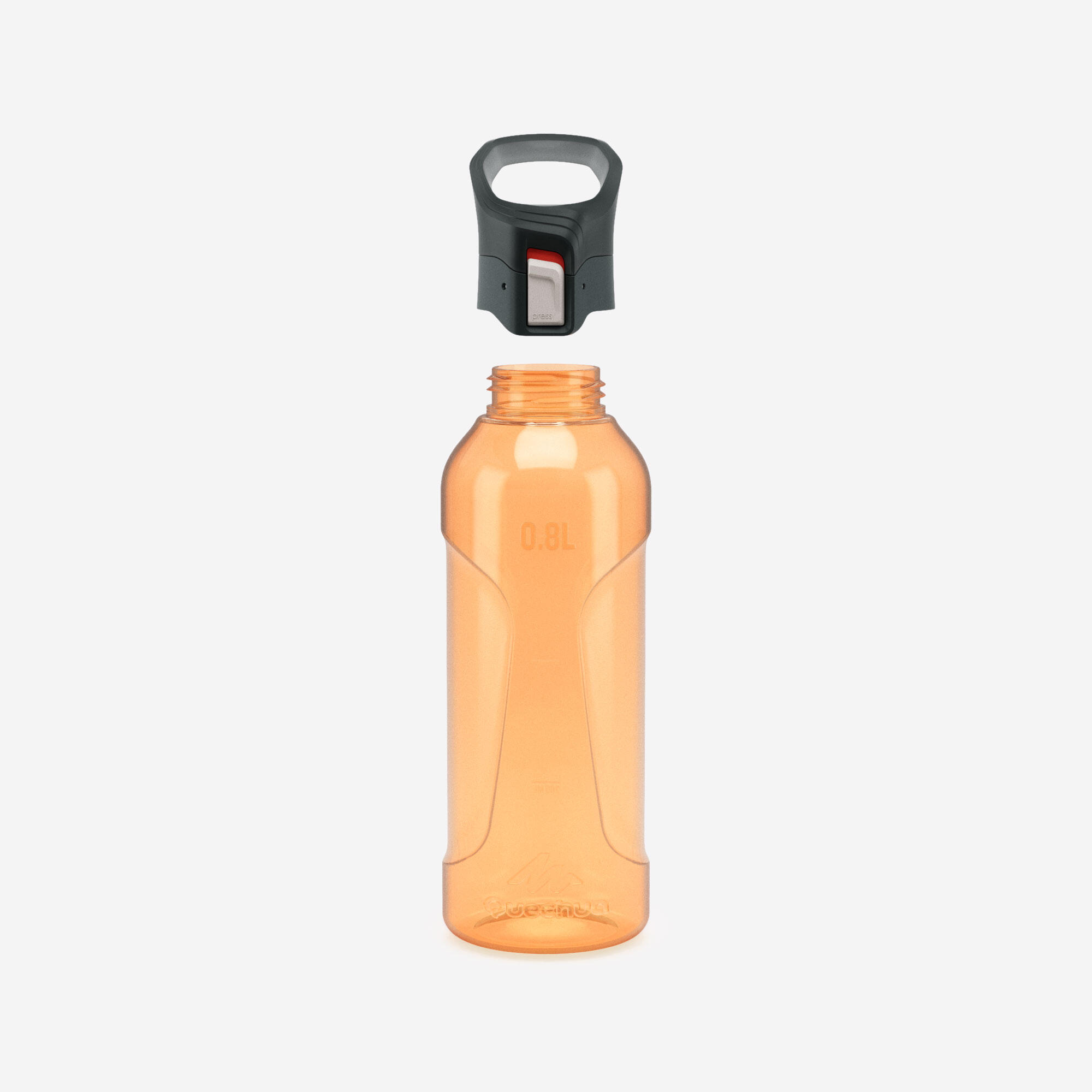 0.8 L Ecozen® water flask 500 with quick-release cap for hiking