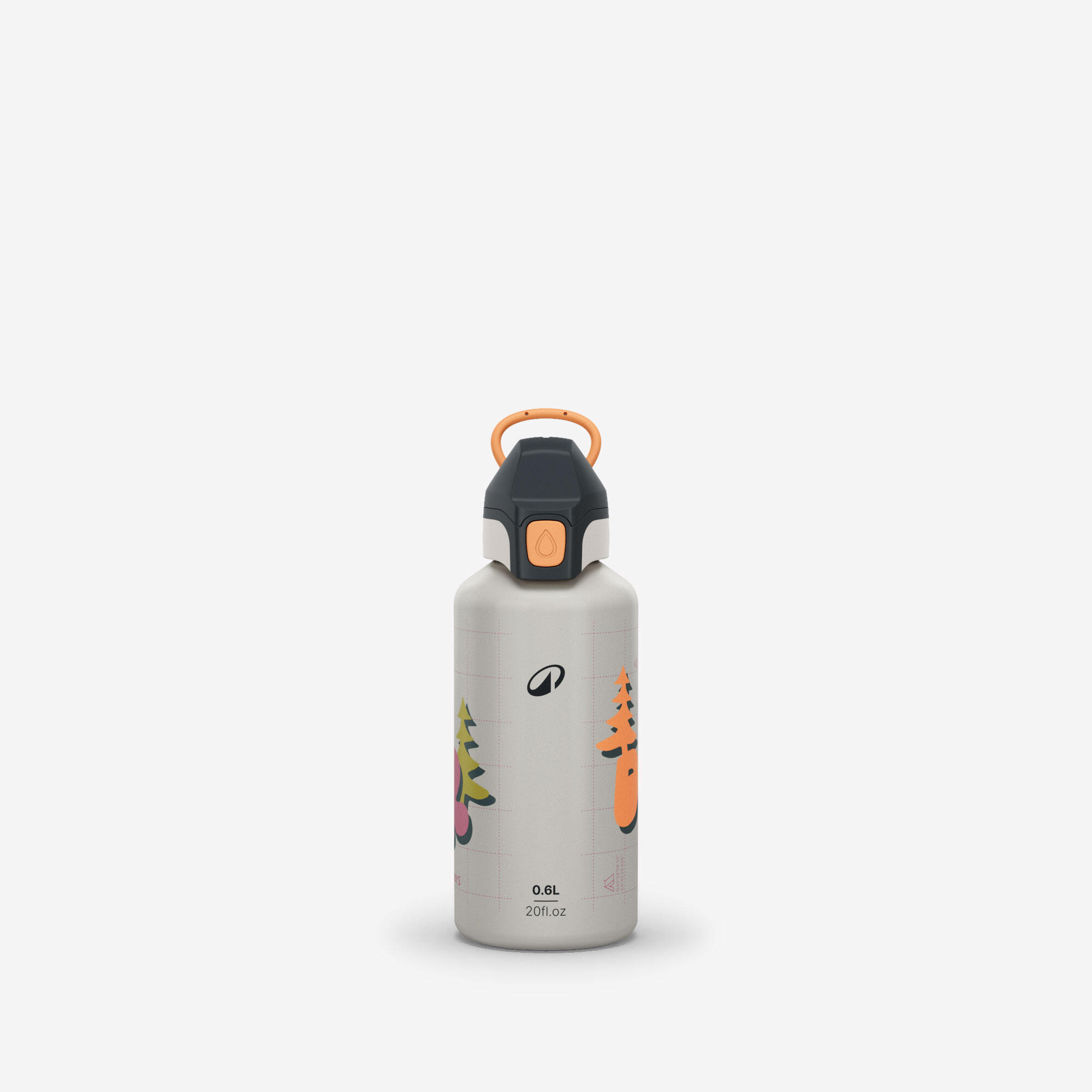 Kids’ 0.6 L aluminium Flask 500 with instant cap for hiking - Beige
