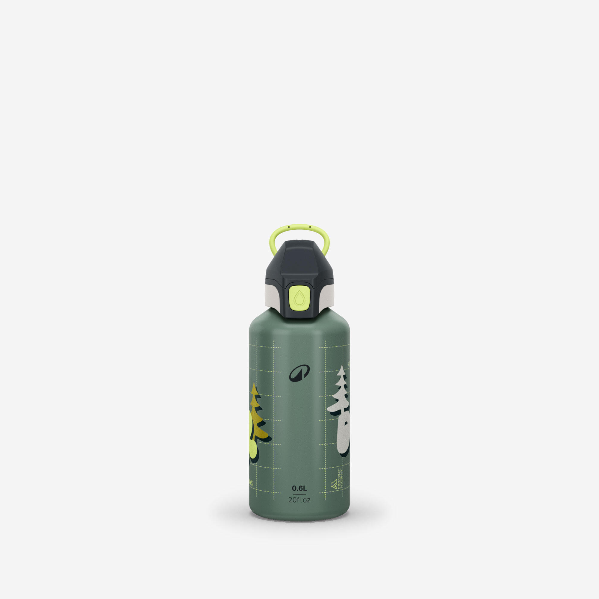 0.6 L aluminium Flask 500 with quick-opening cap for hiking - Green