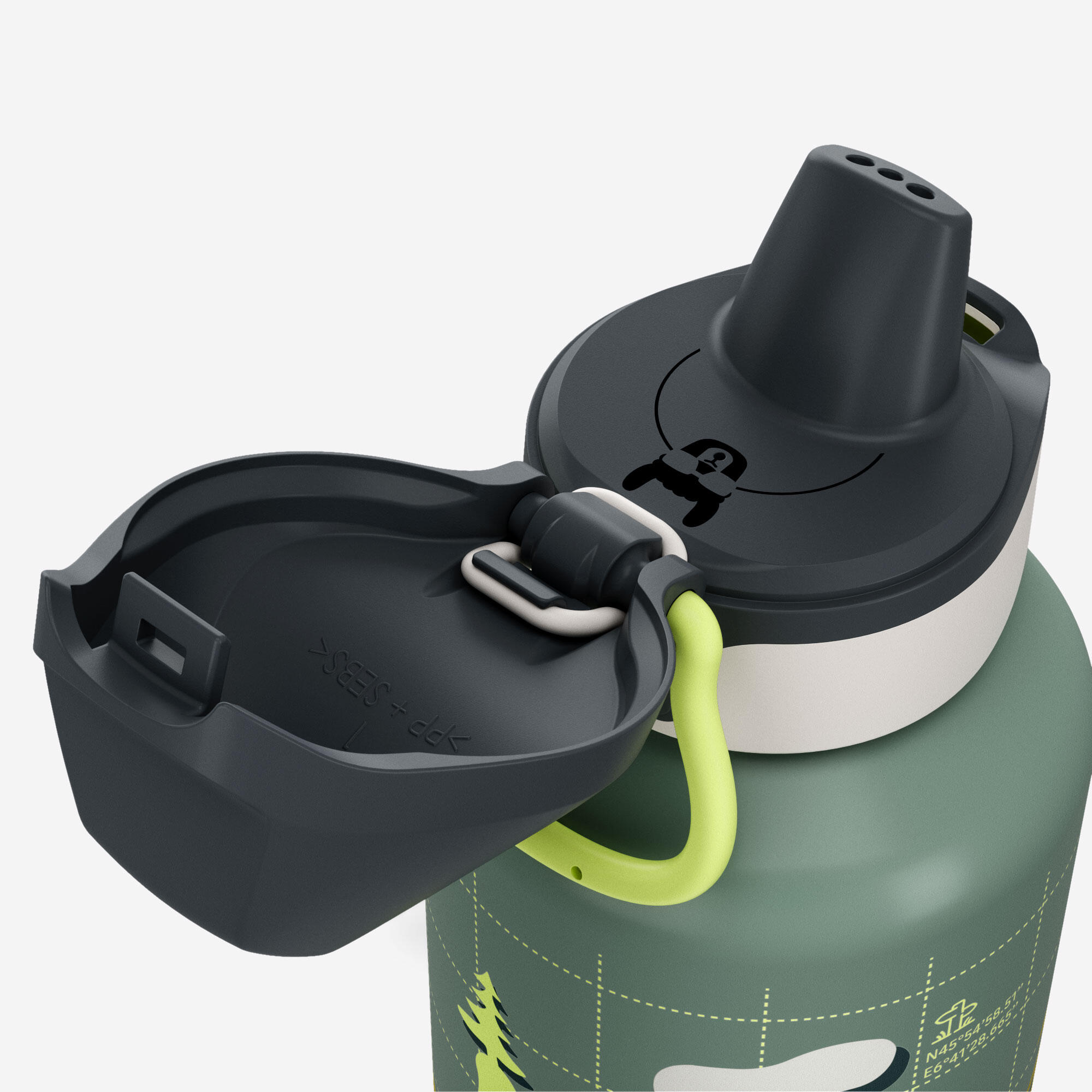 Gourde 500 enfant 0,6l en alu avec bouchon instantané pour la randonnée - Vert 4/7