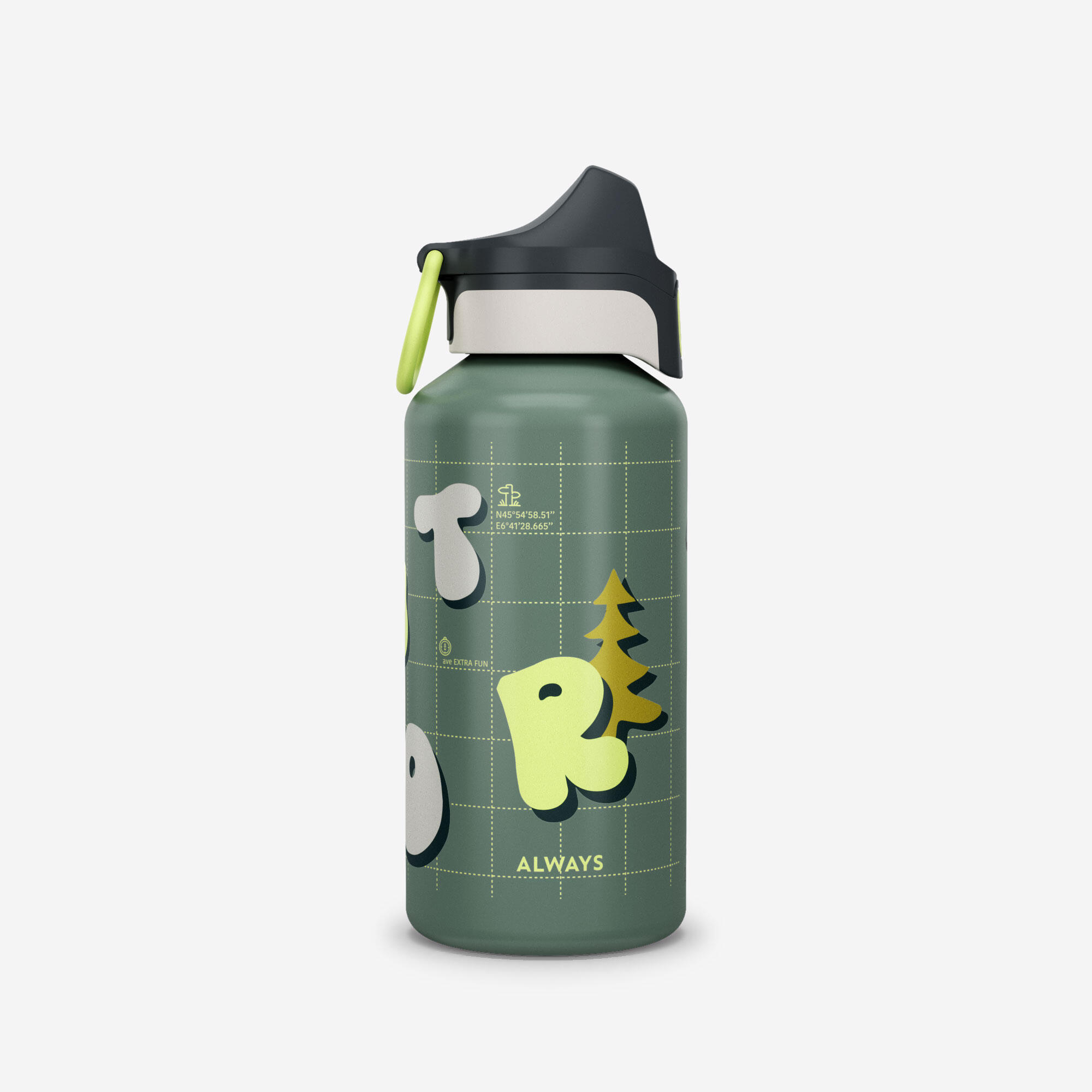 Kids’ Aluminum Hiking Water Bottle with Instant Cap, 600 ml - QUECHUA