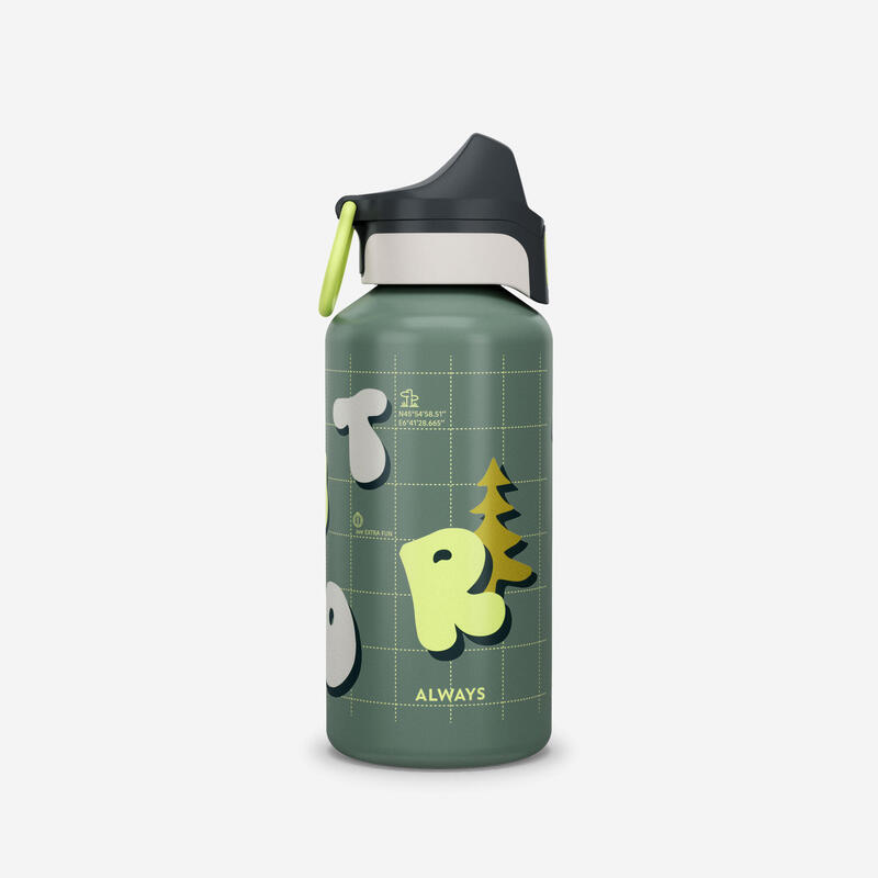 Gourde 500 enfant 0,6l en alu avec bouchon instantané pour la randonnée - Vert