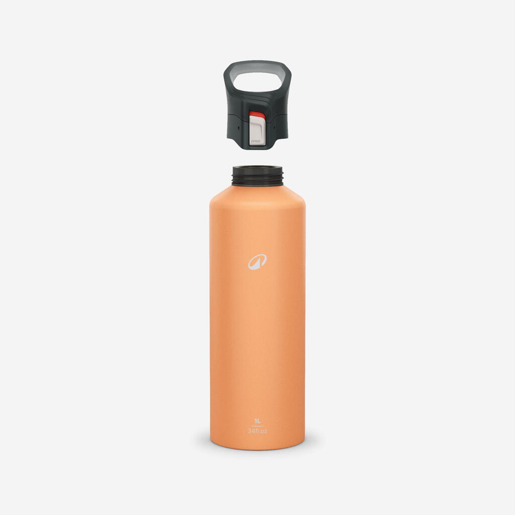 Gourde 500 alu 1L avec bouchon ouverture rapide pour la randonnée - Orange