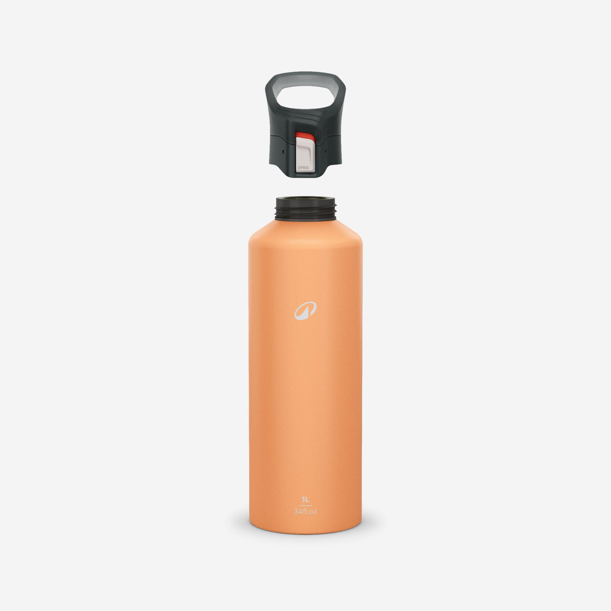 Bouteille d'eau avec bouchon ouverture rapide - 1 L orange - QUECHUA