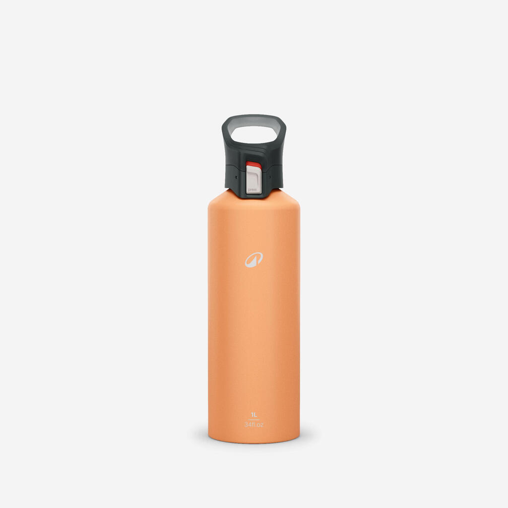 Gourde 500 alu 1L avec bouchon ouverture rapide pour la randonnée - Orange