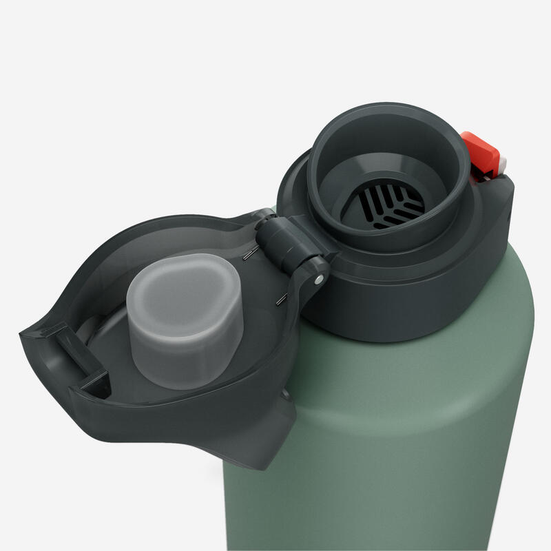 Drinkfles voor wandelen 500 aluminium 1 l klikdop groen
