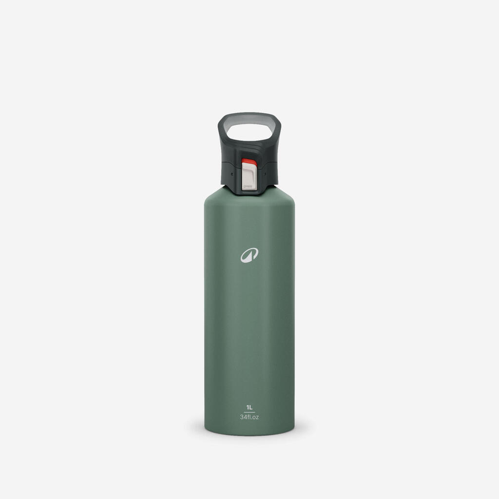 Gourde 500 alu 1L avec bouchon ouverture rapide pour la randonnée - Vert