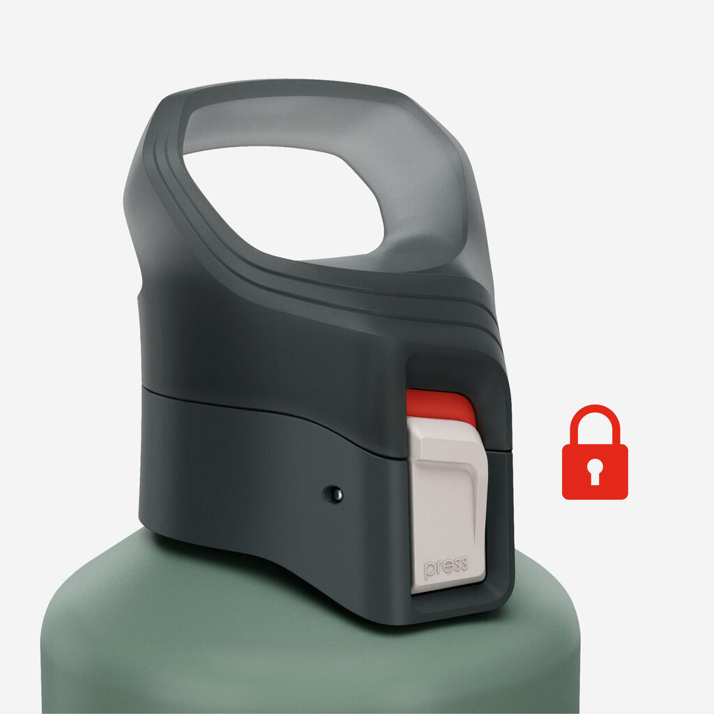 1 L aluminium water flask 500 with quick-release cap for hiking - Orange