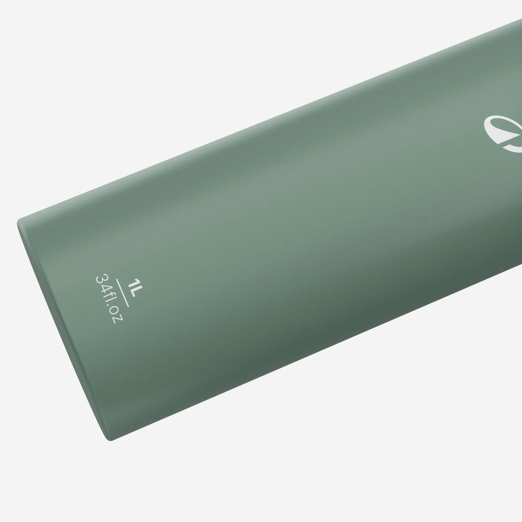 1 L aluminium water flask 500 with quick-release cap for hiking - Green