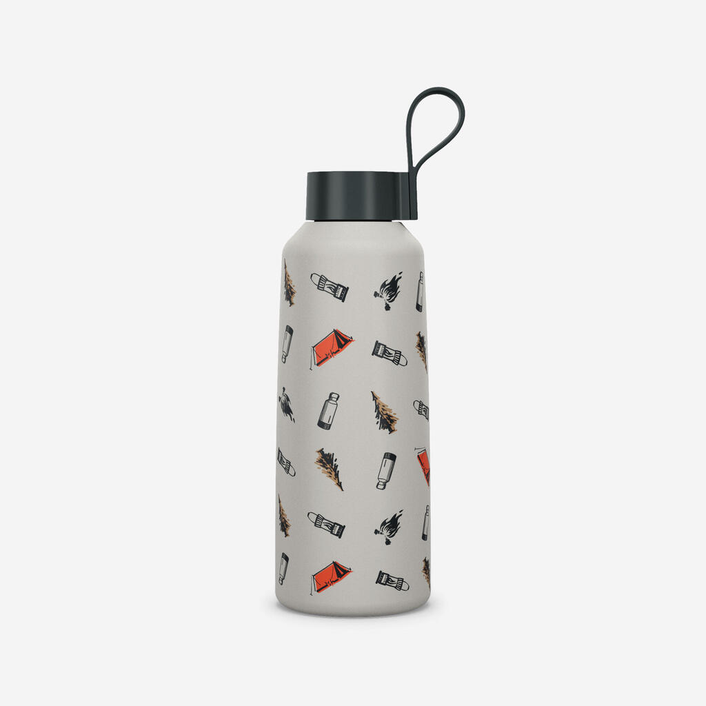 1 L stainless steel water flask 100 with screw cap for hiking - Flower Yellow