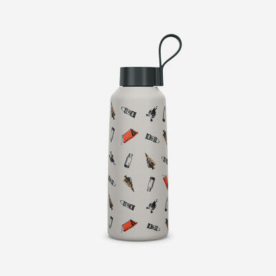 Drinkfles voor wandelen 100 roestvrij staal 1 liter schroefdop camp