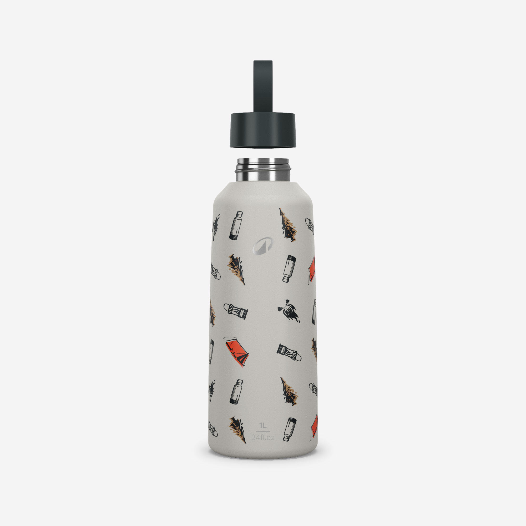 Drinkfles voor wandelen 100 roestvrij staal 1 liter schroefdop Camp 2/5