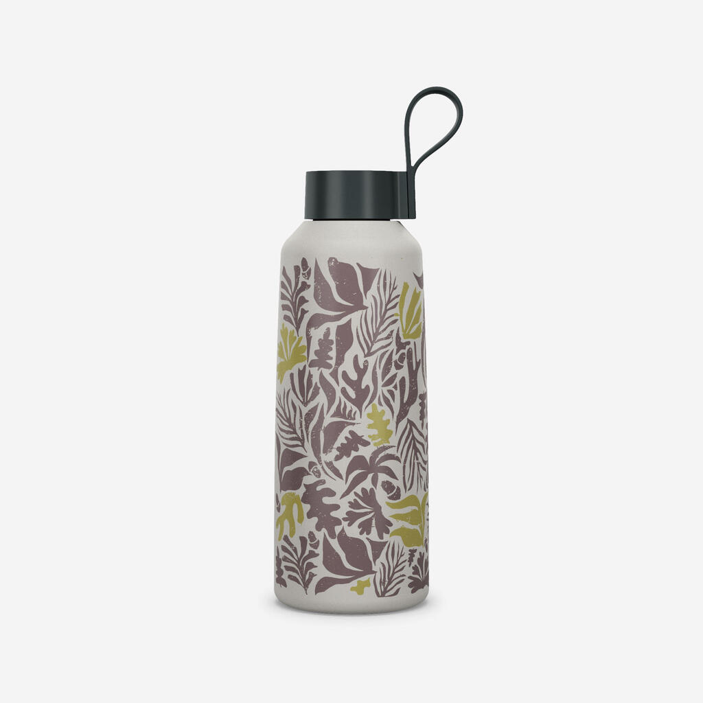 1 L stainless steel water flask 100 with screw cap for hiking - Flower Yellow