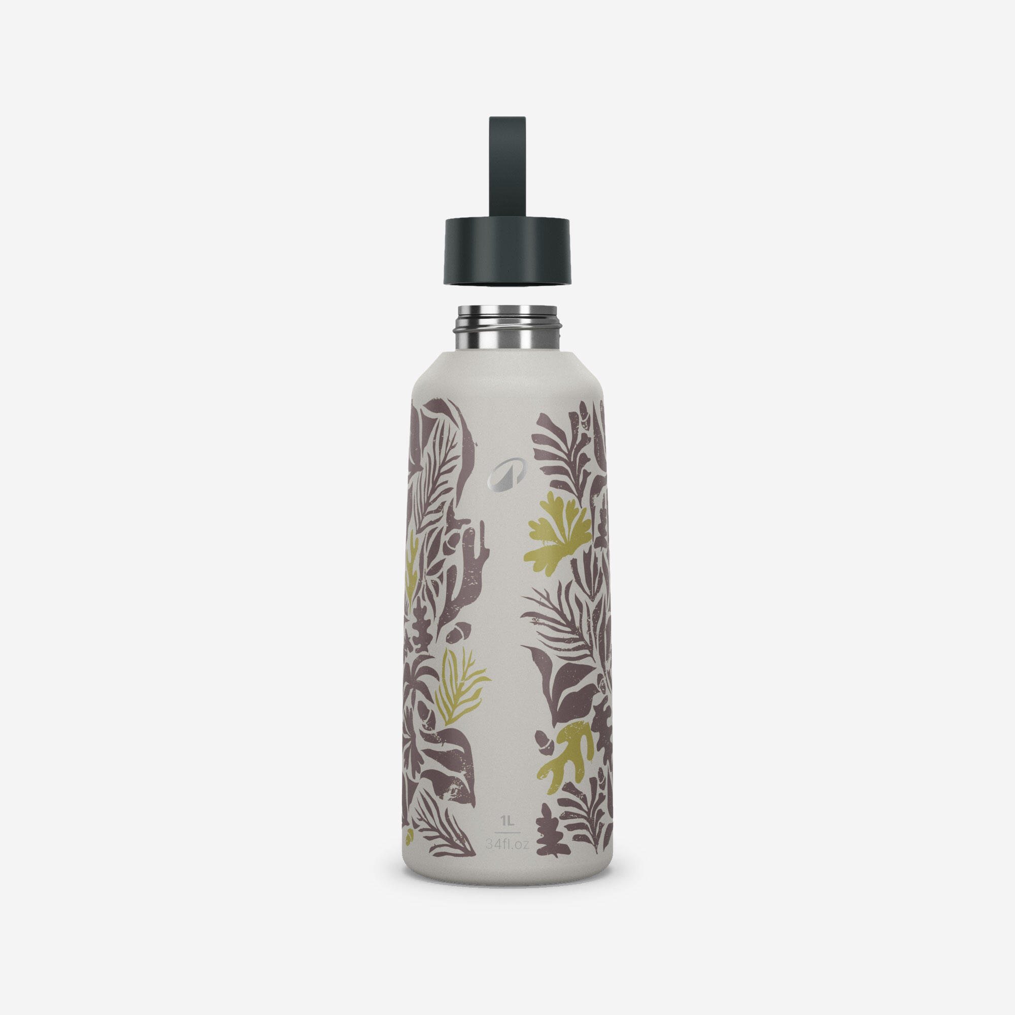 Stainless Steel Hiking Water Bottle with Screw Cap 1 L - QUECHUA