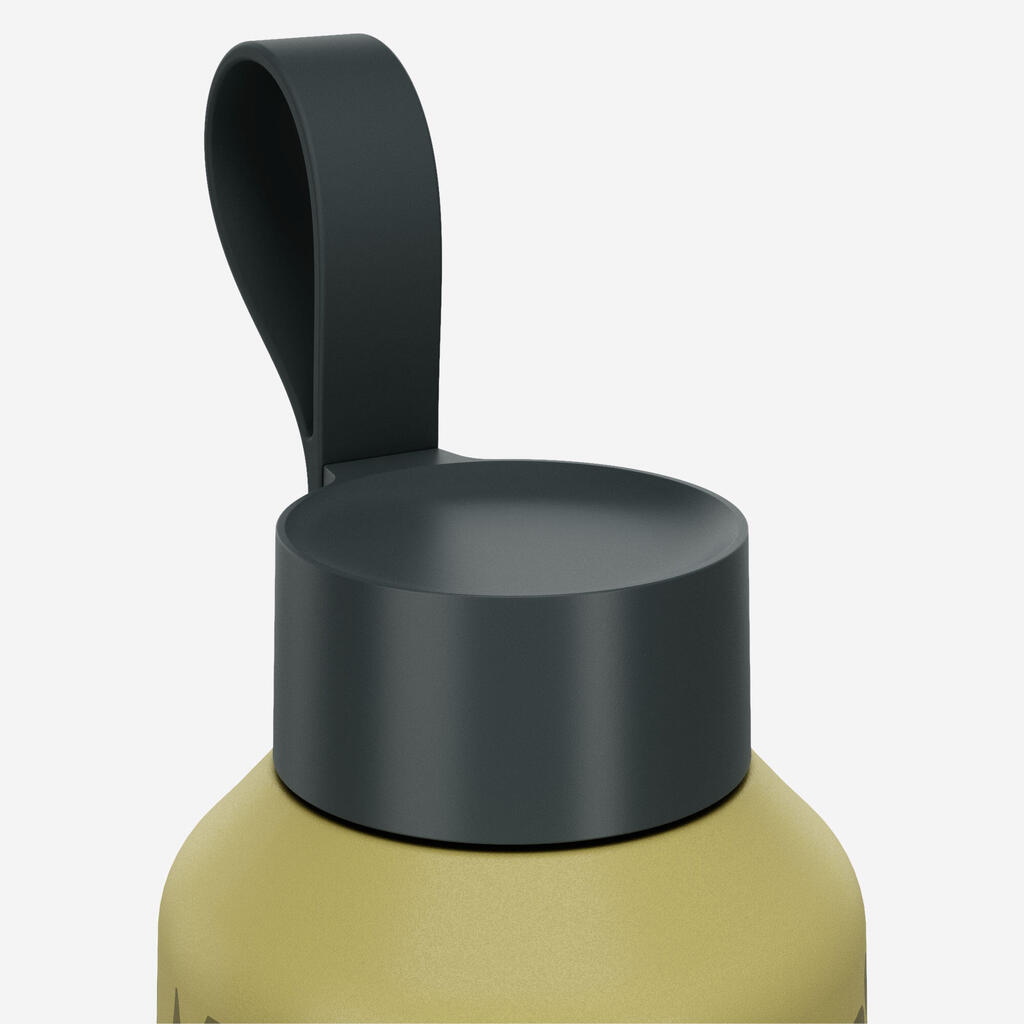 1 L stainless steel water flask 100 with screw cap for hiking - Flower Yellow
