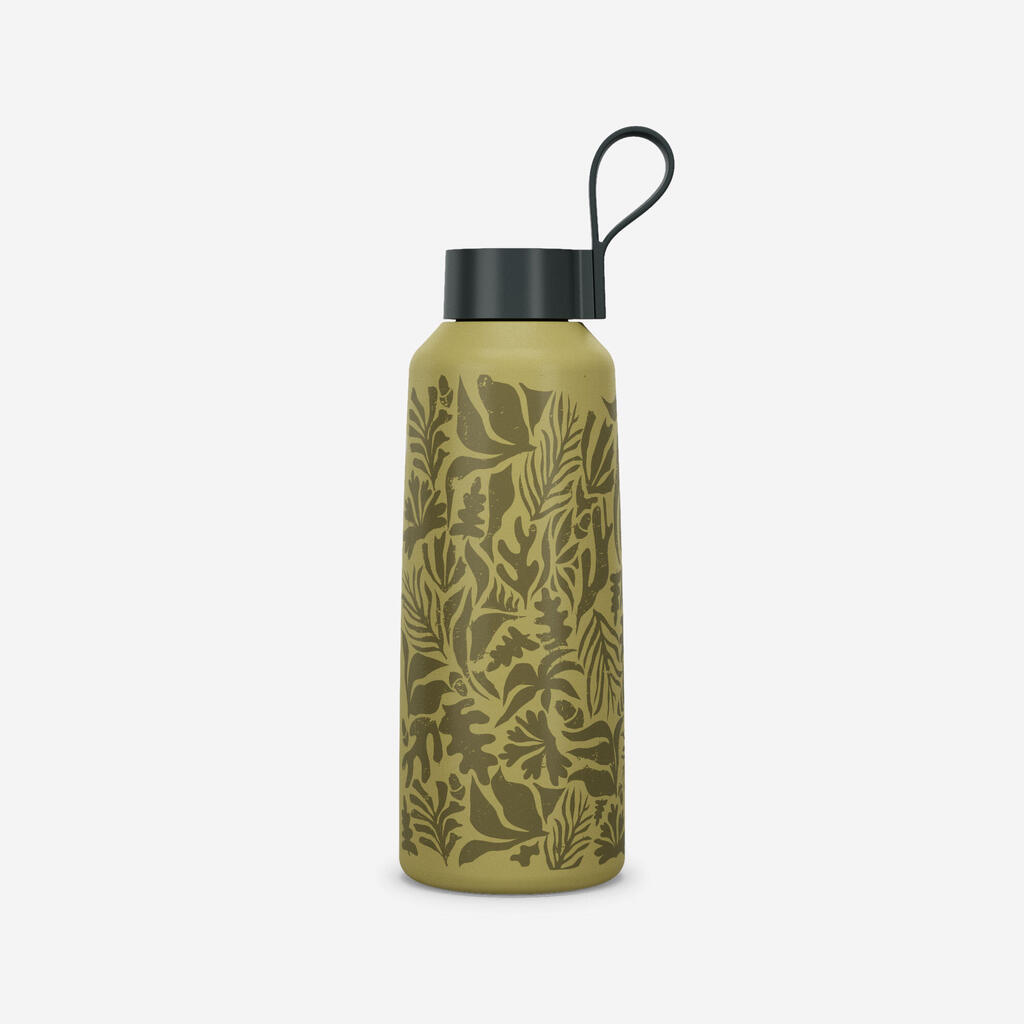 1 L stainless steel water flask 100 with screw cap for hiking - Flower Yellow