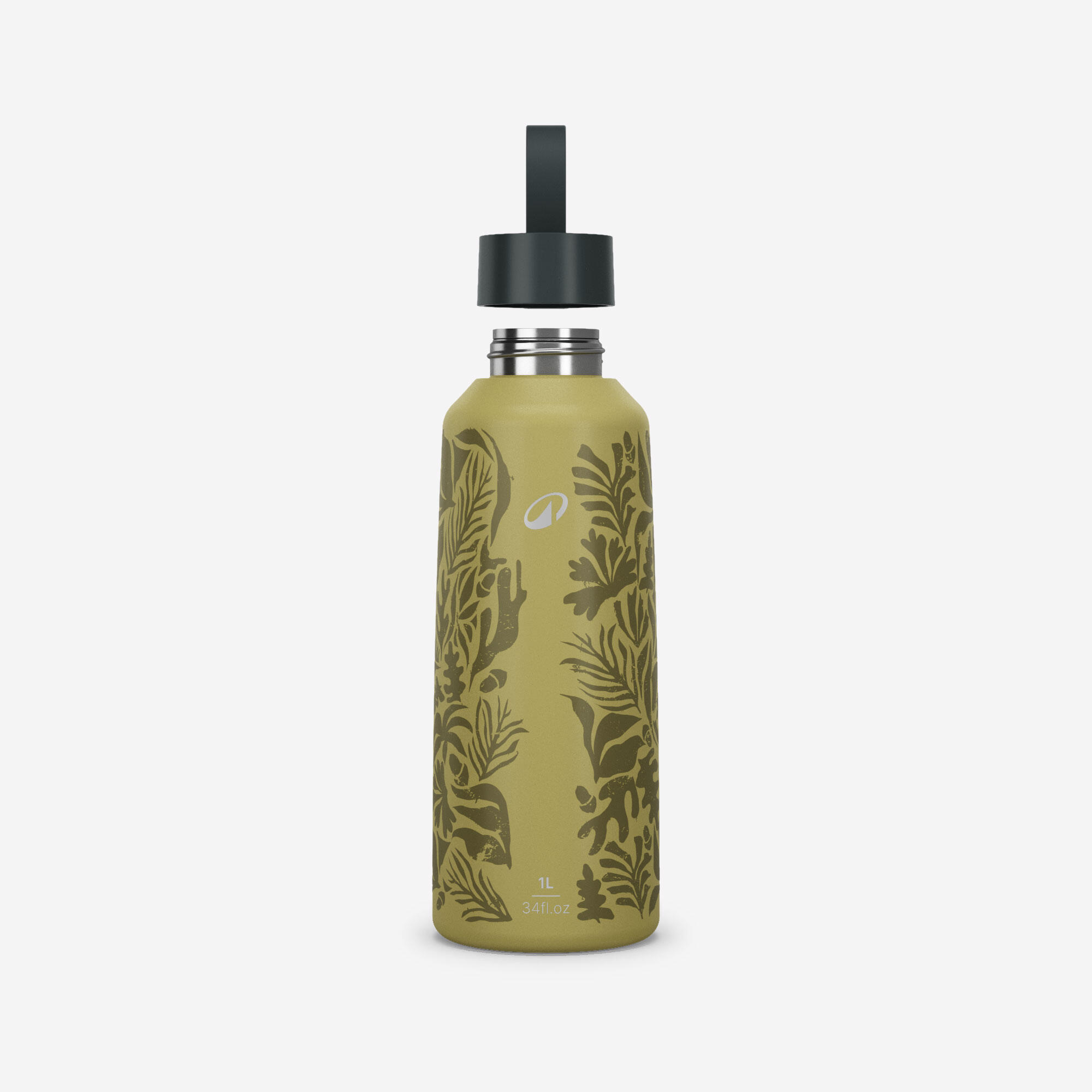 1 L stainless steel water flask 100 with screw cap for hiking - Flower Yellow 2/5