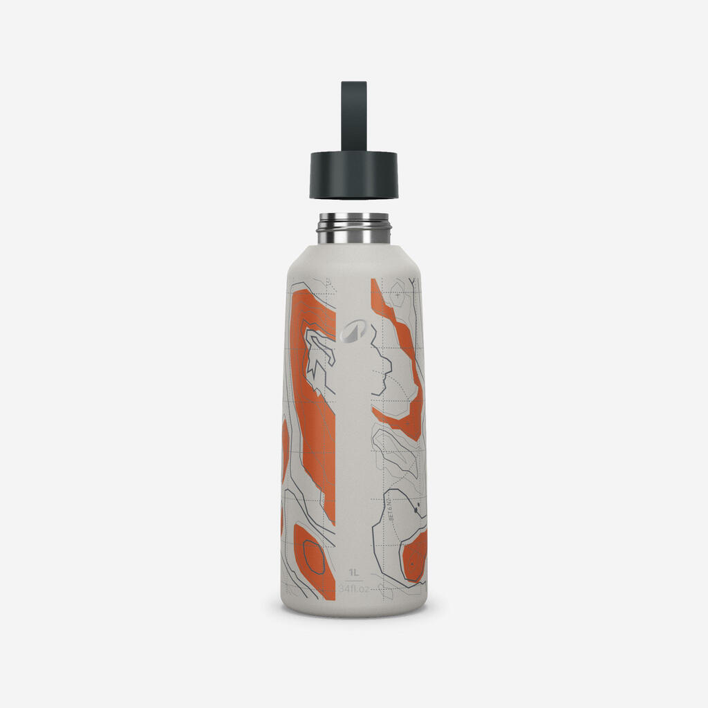 1 L stainless steel water flask 100 with screw cap for hiking - Flower Yellow