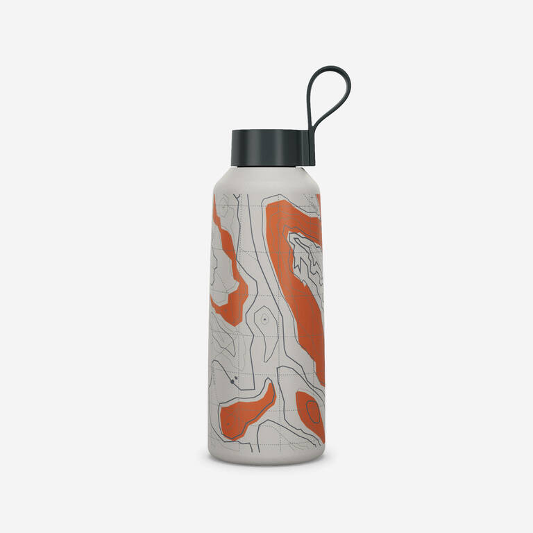 1 L stainless steel water flask with screw cap for hiking 100 - Map Red