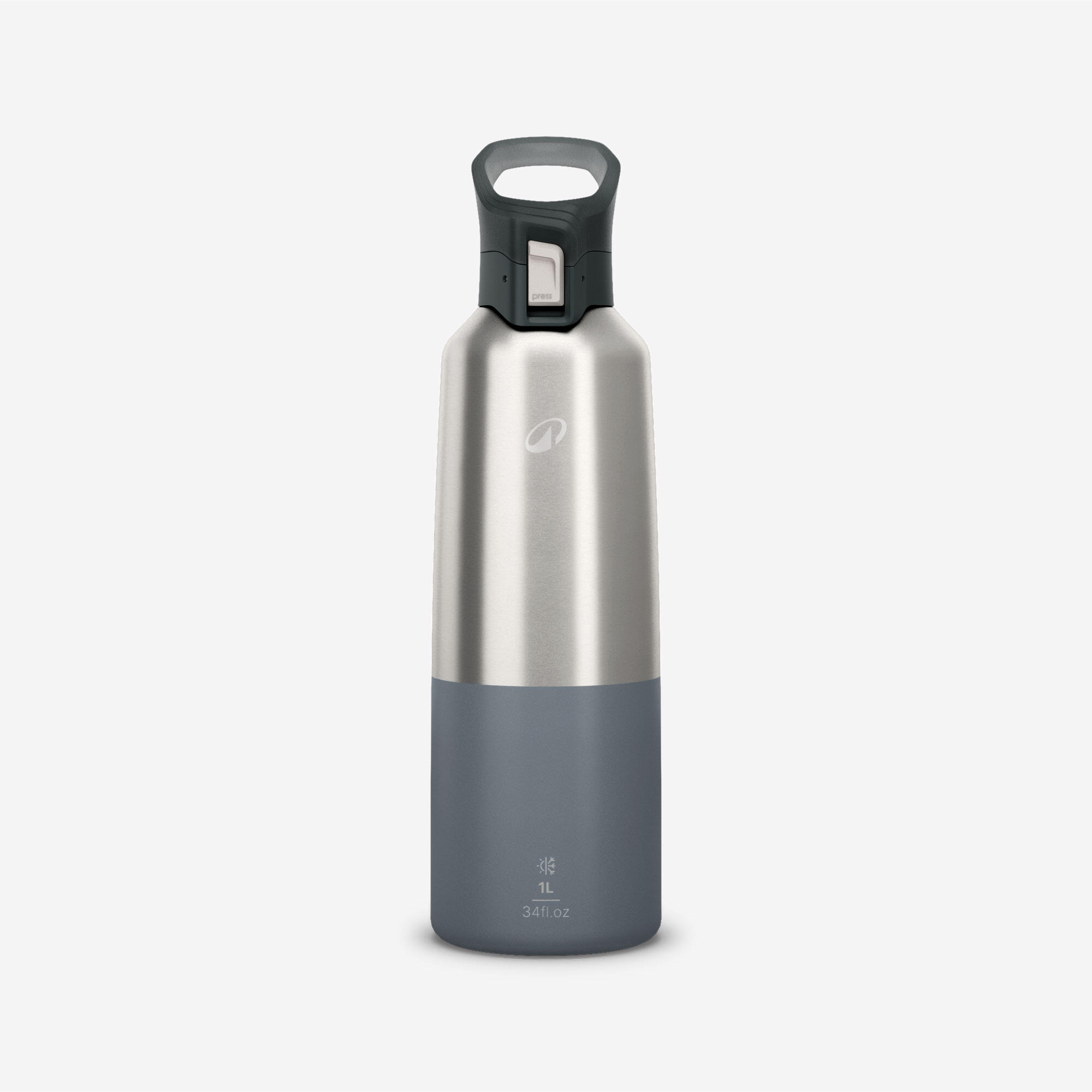 Insulated Stainless Steel Water Bottle with Quick-Release Cap 1 L - QUECHUA