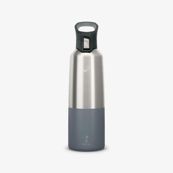 Grey insulated stainless steel hiking flask