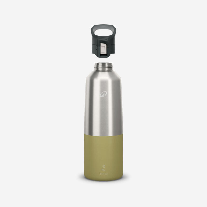 Cantil 900 isotérmico inox 1L tampa abertura rápida para caminhada - caqui