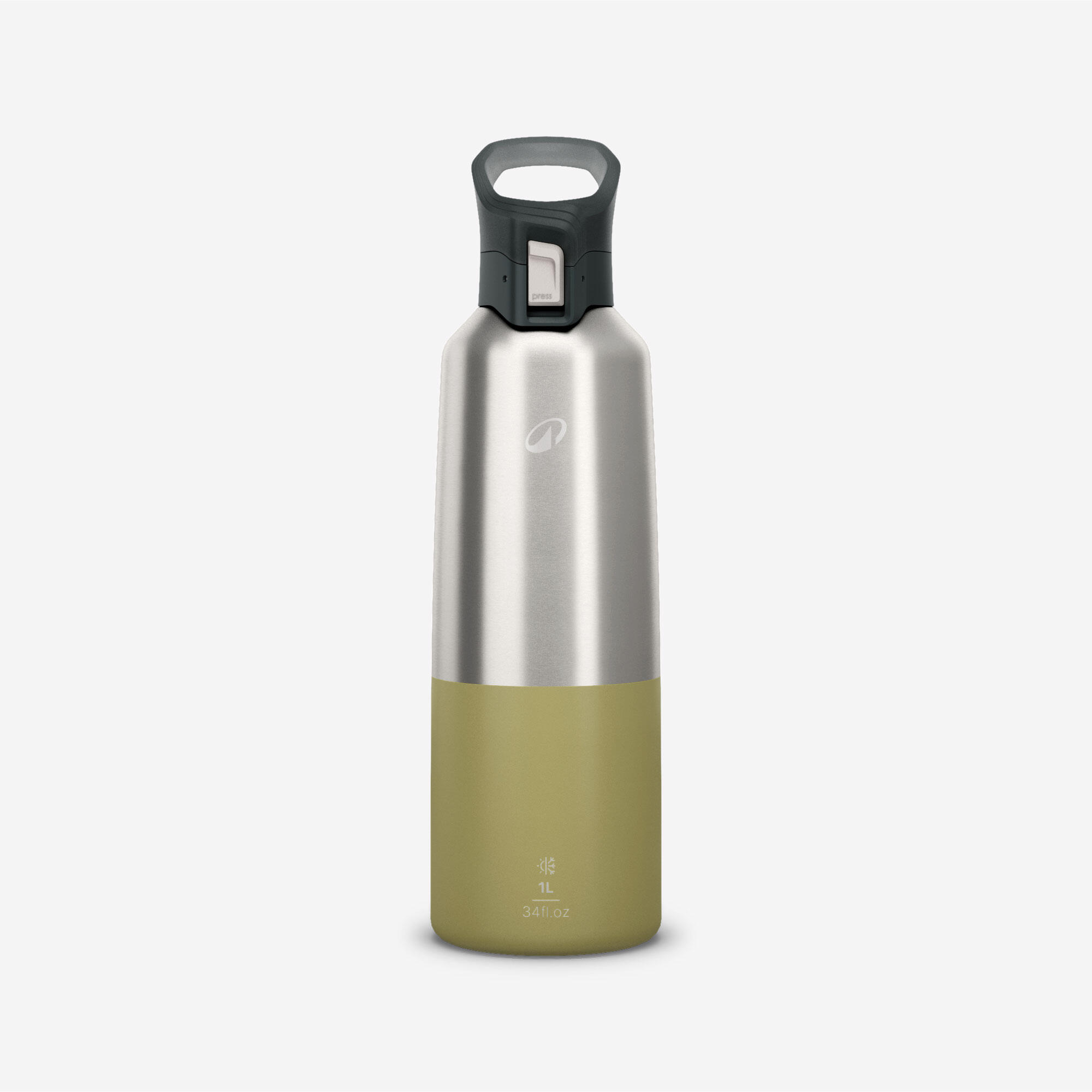 1L insulated stainless steel flask 900 with quick-release cap for hiking - Khaki