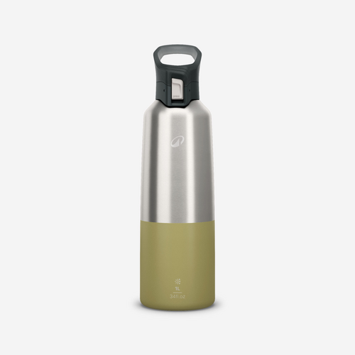 Gourde 900 isotherme inox 1L bouchon à ouverture rapide pour la randonnée - kaki