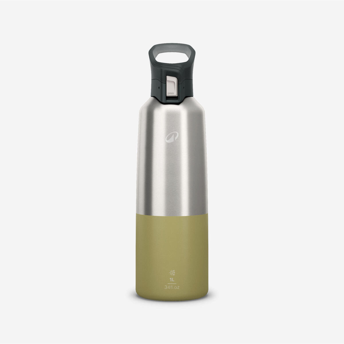 Gourde 900 isotherme inox 1L bouchon à ouverture rapide pour la randonnée - kaki
