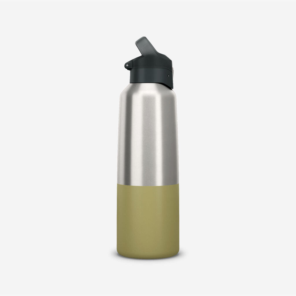 1L insulated stainless steel flask 900 with quick-release cap for hiking - Khaki