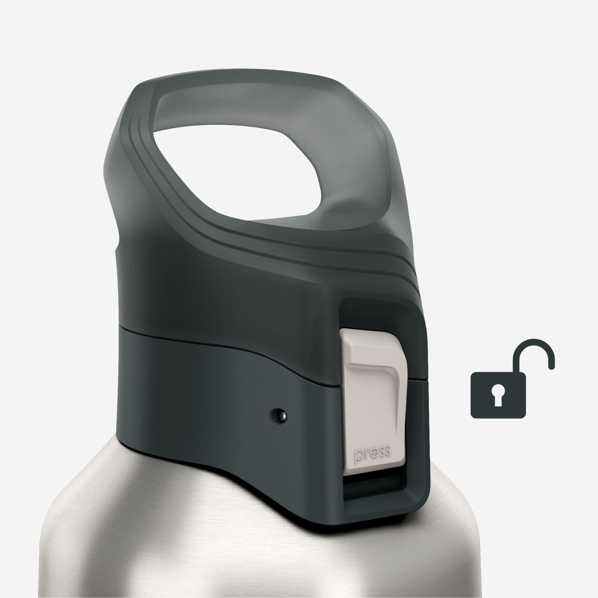 Insulated Stainless Steel Water Bottle with Quick-Release Cap 1 L - QUECHUA