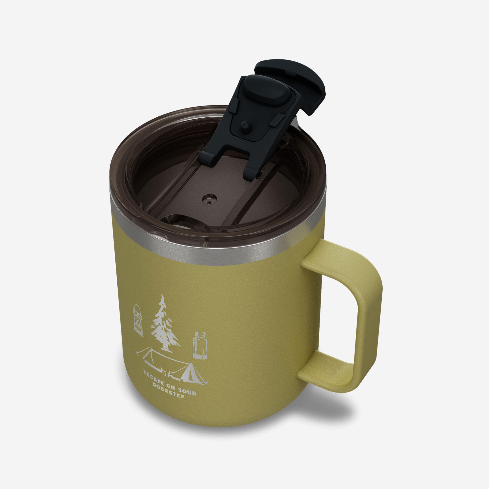 900 insulated 0.35 l stainless steel flask, for camping, hiking/trekking - khaki 5/7