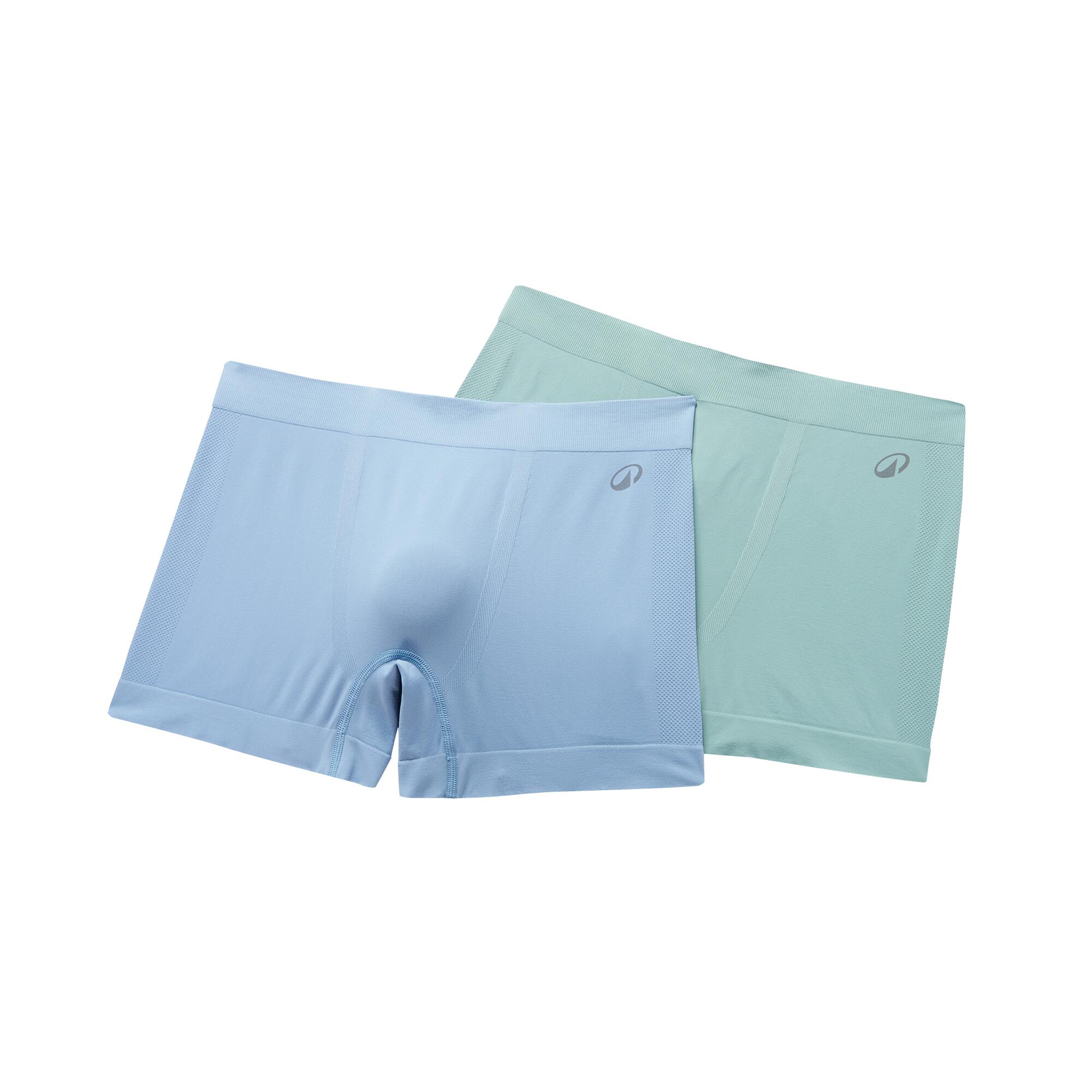Men's seamless sports boxer 500, Cloudy Blue and Frozen Green