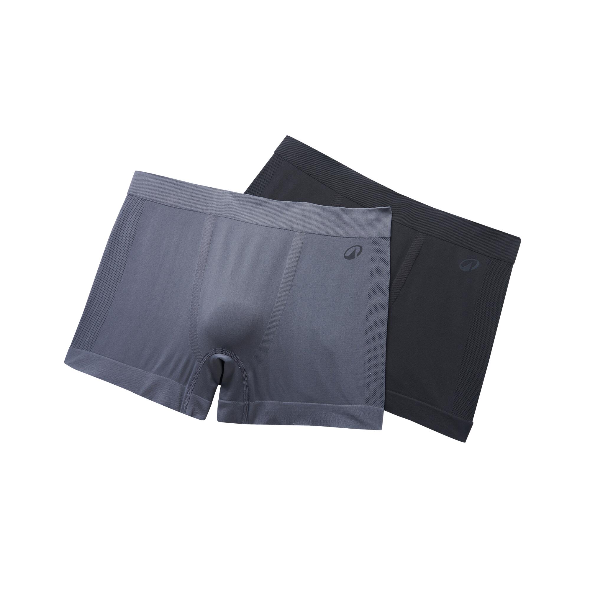 Men's seamless sports boxer 500, Asphalt Grey and Carbon Grey
