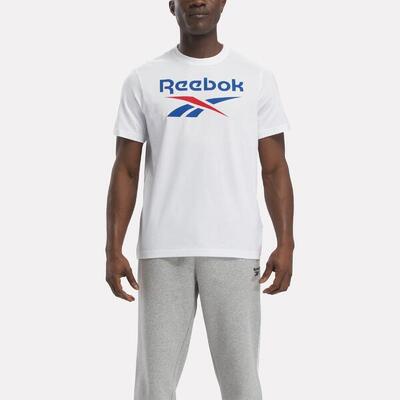 T-shirt Reebok uomo palestra regular fit cotone bianca con logo