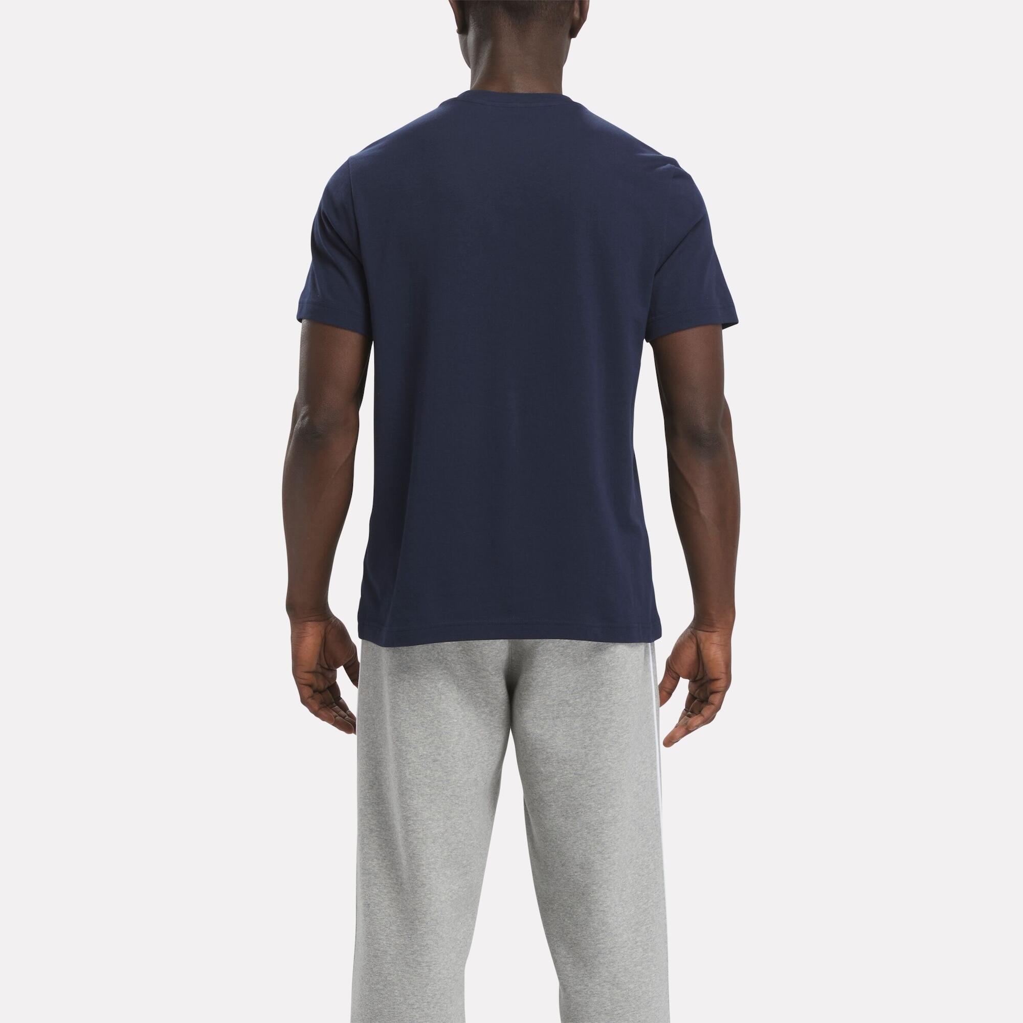 T-shirt Reebok uomo palestra regular fit cotone blu con logo 2/5