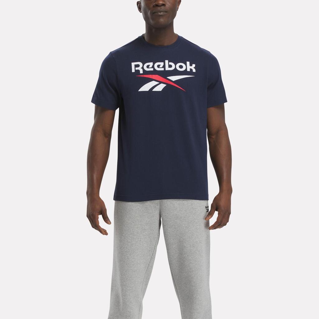 Ανδρικό βαμβακερό t-shirt με λογότυπο - Μπλε μαρέν