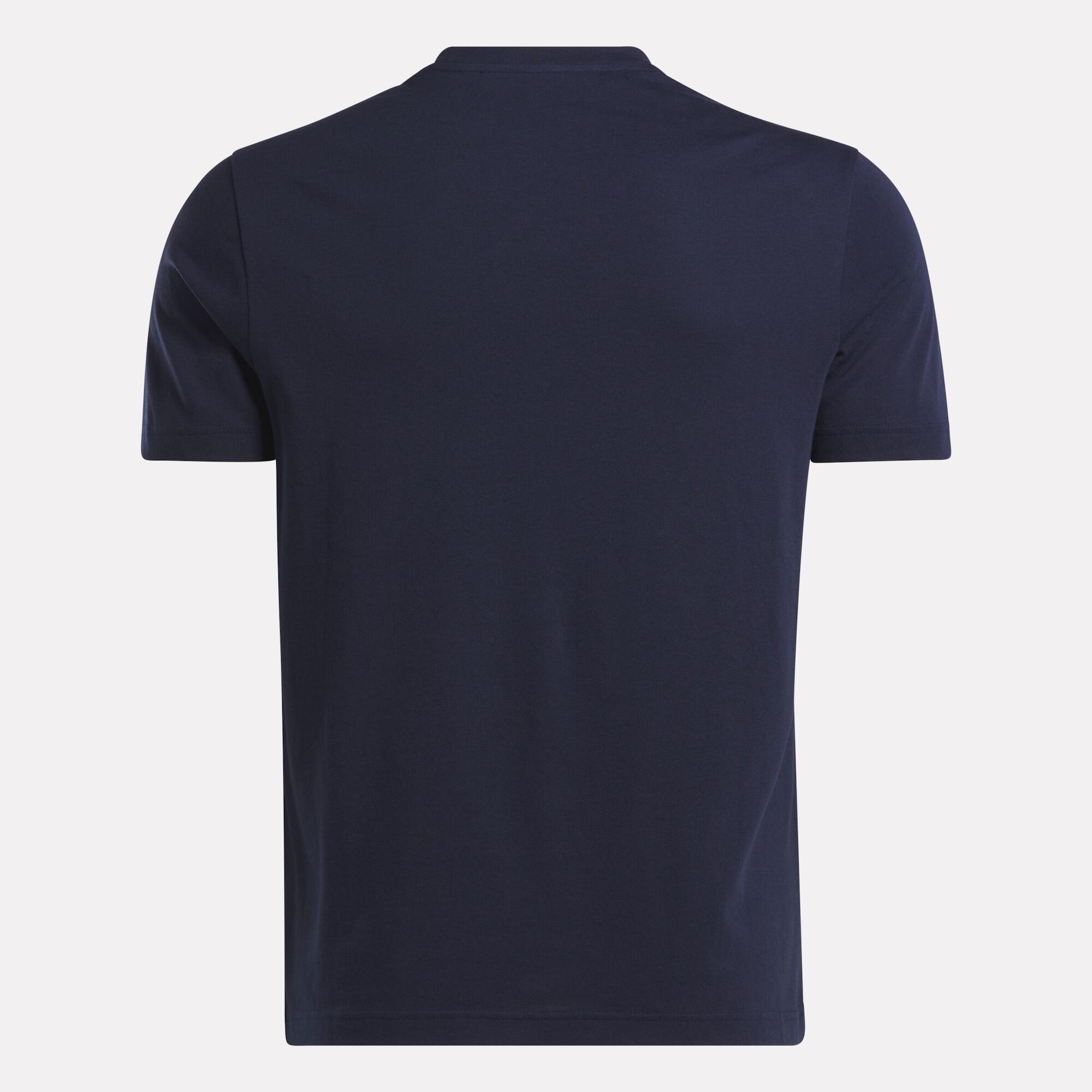 T-shirt Reebok uomo palestra regular fit cotone blu con logo 5/5