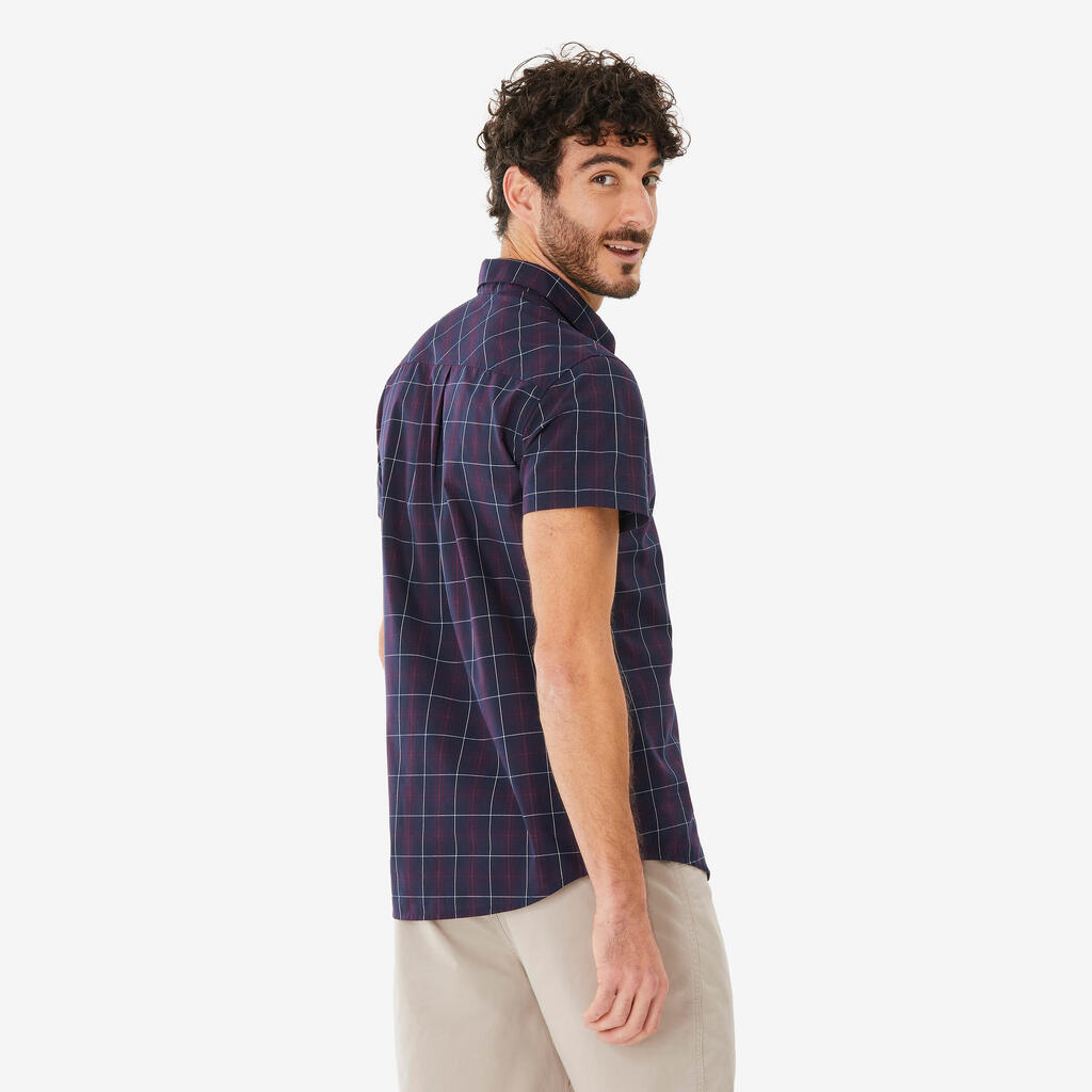 Chemise de randonnée homme, NH100 MC bleu