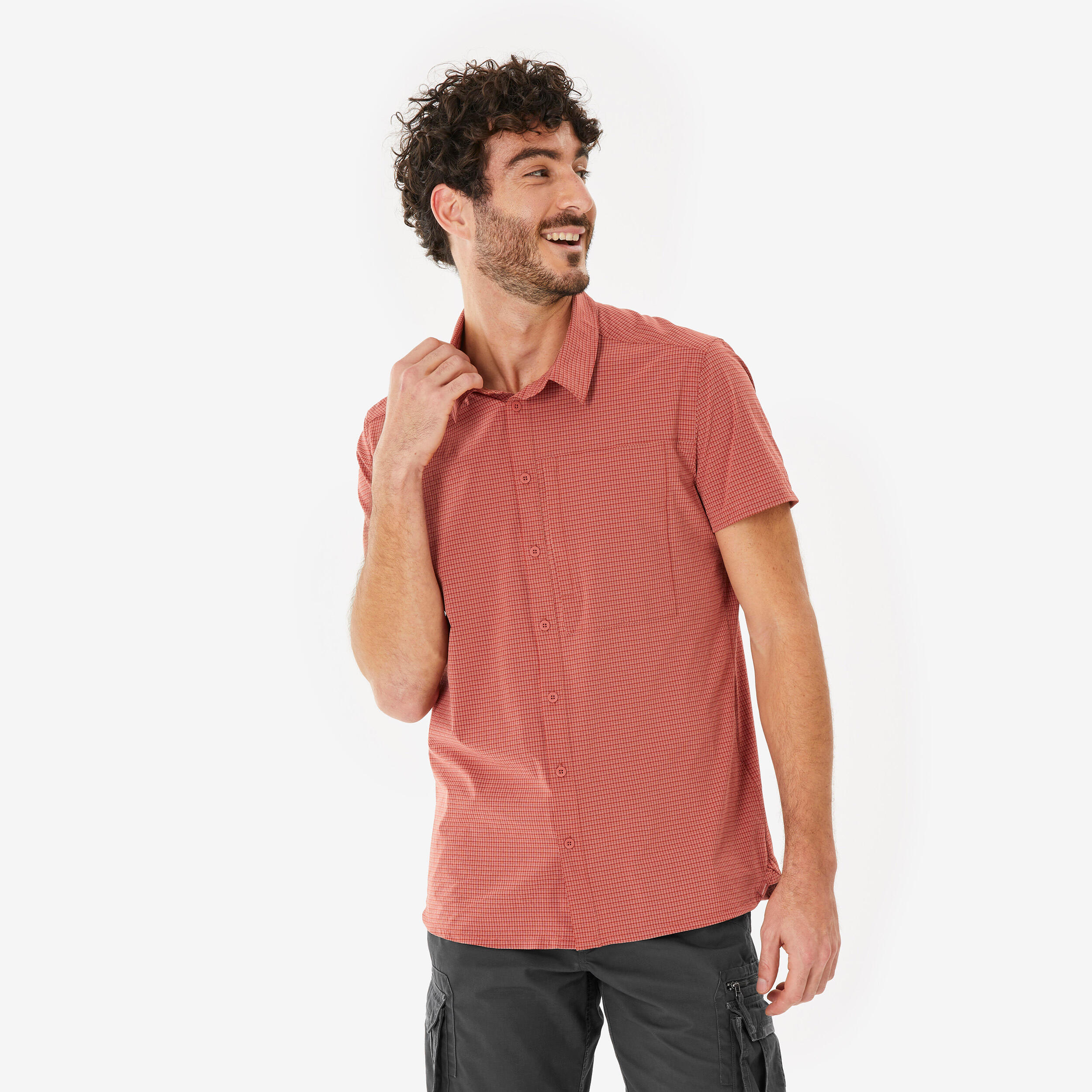 FORCLAZ Trekkinghemd Herren Stretch kurzarm – Travel500 braun | 03608392400278 FORCLAZ Trekkinghemd Herren Stretch kurzarm – Travel500 braun | 03608392400278
