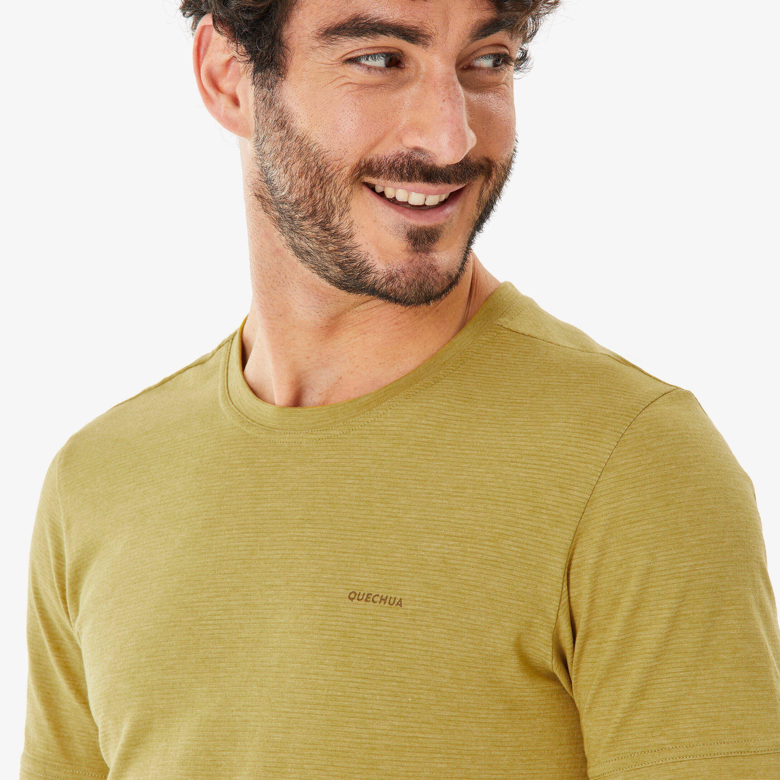 Men’s comfortable hiking T-shirt, NH500 Fresh - Khaki -  4