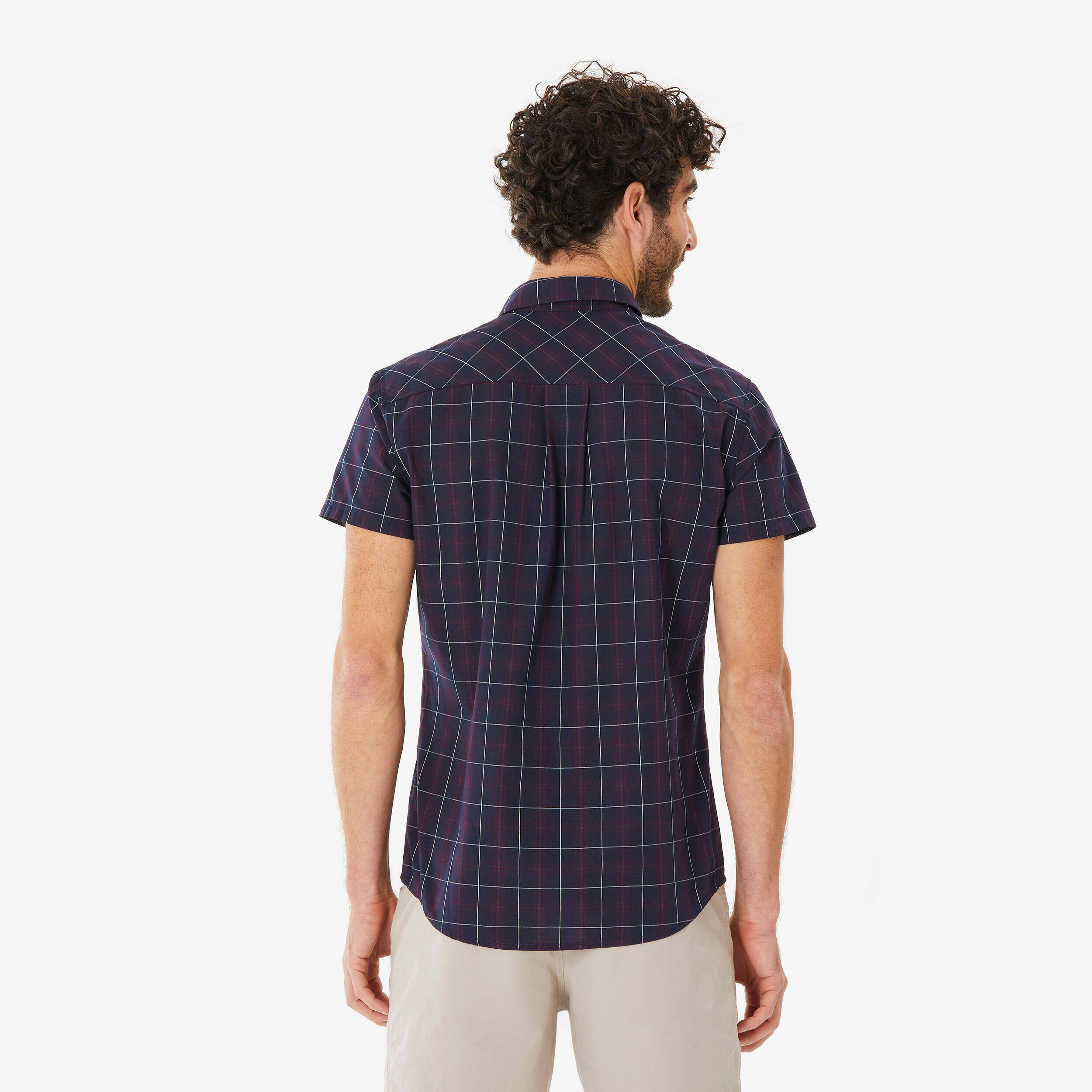 Men’s short sleeved hiking shirt, NH100 - Blue -  3