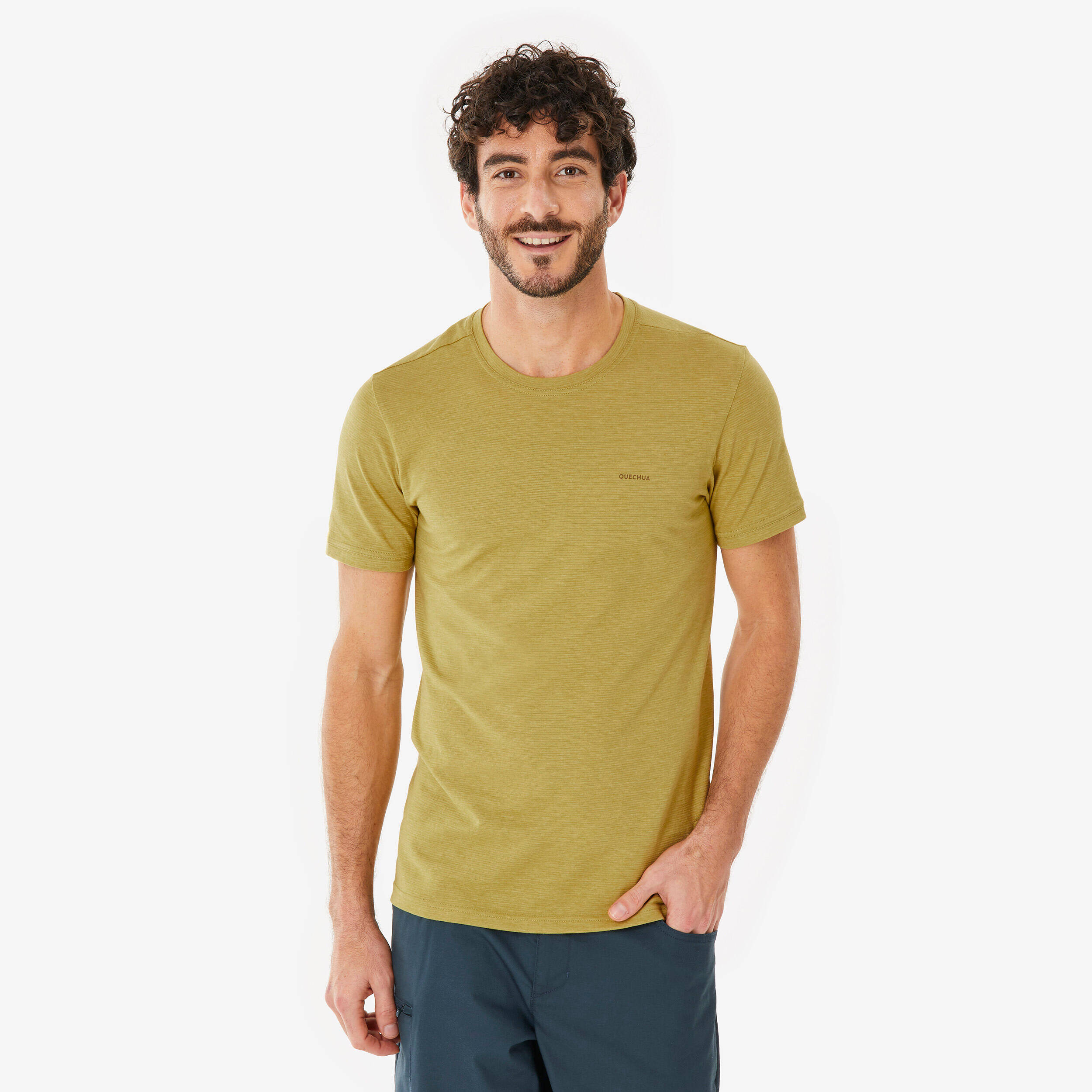 Men’s comfortable hiking T-shirt, NH500 Fresh - Khaki -  1