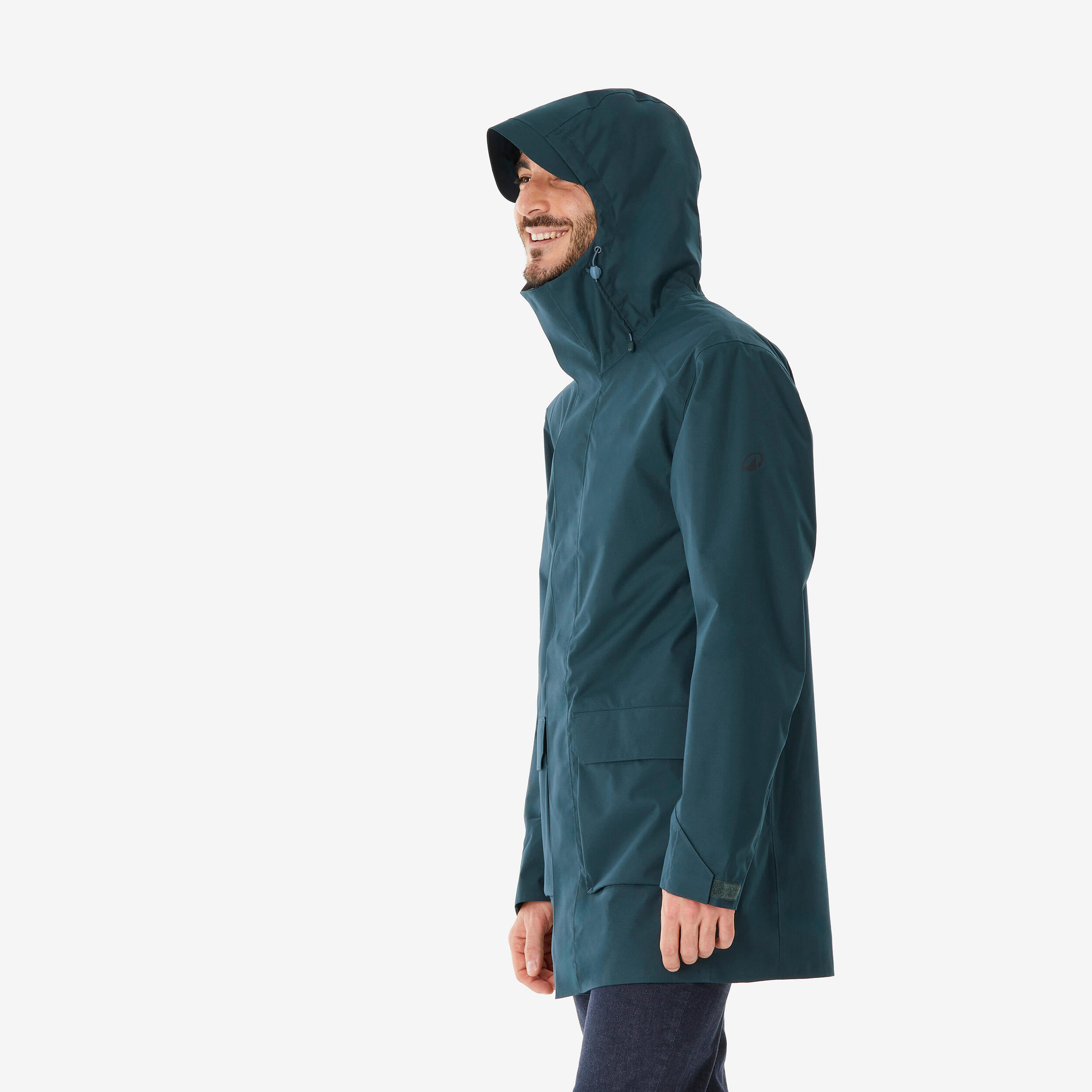 Men’s Hiking Long Jacket - NH 500 Green - QUECHUA