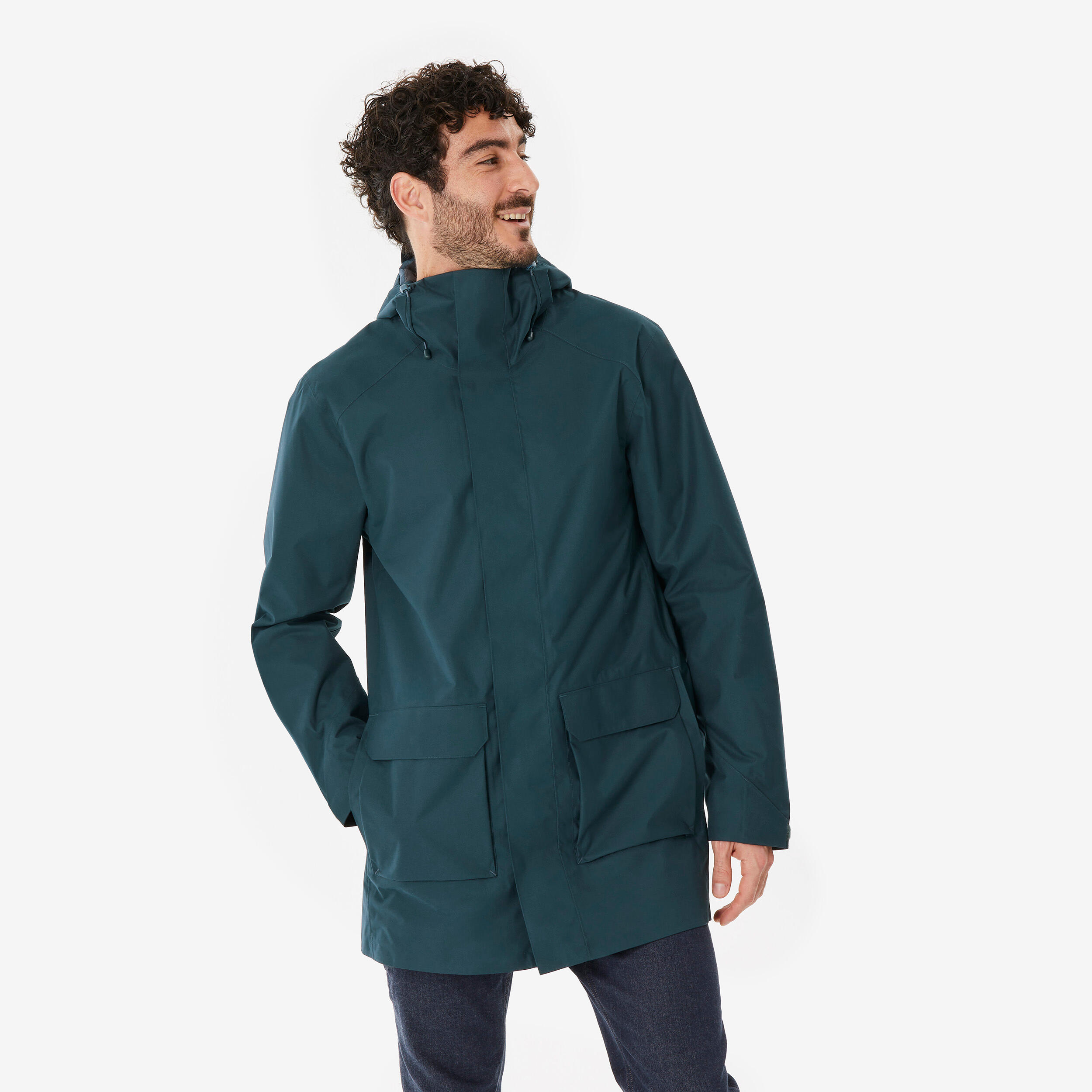 quechua Men’s Hiking Long Jacket, NH500 - Green-picture-24