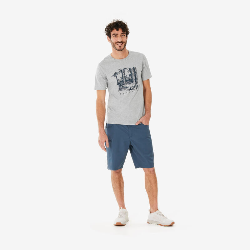 Erkek Kısa Kollu Outdoor Tişört - Gri - NH100