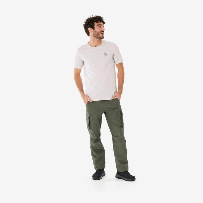 Pantalon Cargo Trekking călătorie TRAVEL100 Kaki Bărbați 