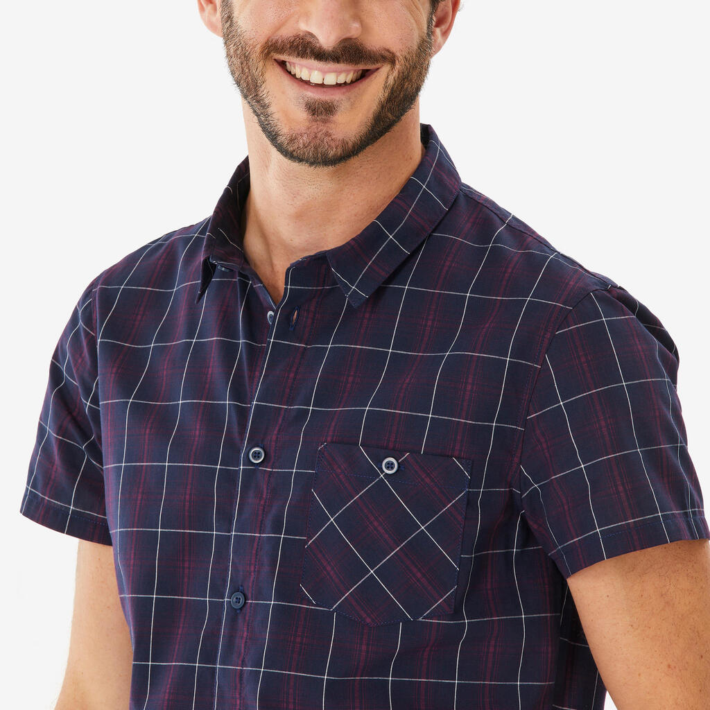 Chemise de randonnée homme, NH100 MC bleu