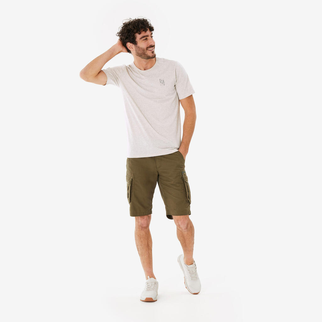 Men's Travel Trekking Cargo Shorts - TRAVEL 100 - Brown