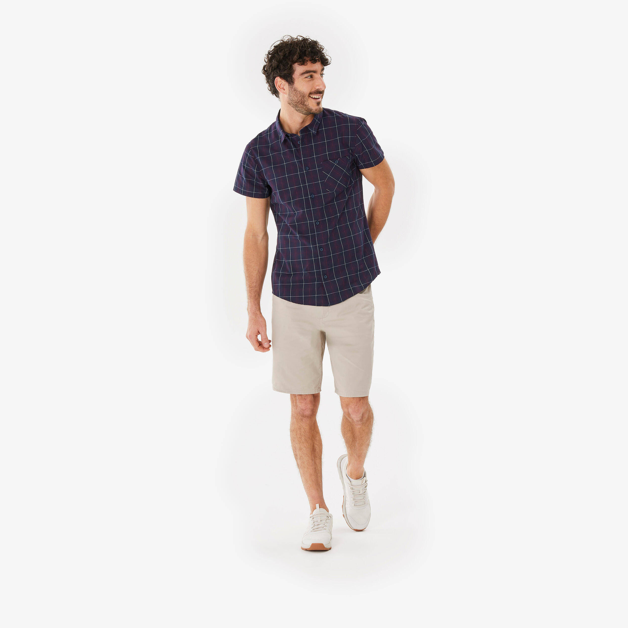 Men’s short sleeved hiking shirt, NH100 - Blue -  2